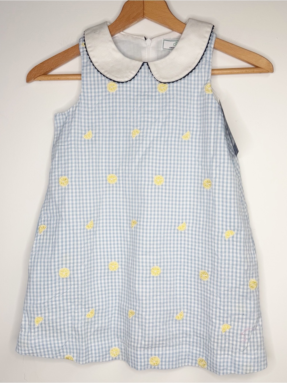 CPC Classic Prep Childrenswear Maddie Dress Blue Gingham Lemon Dress NWT Size 6